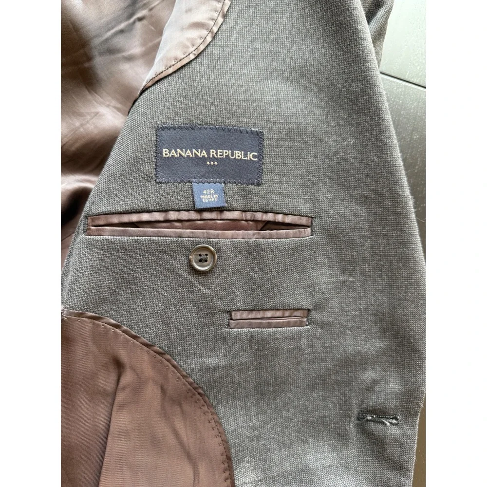 Banana Republic Pindot Sport Coat Mens 42R Dark Gray Two-Button‎ Blazer Jacket